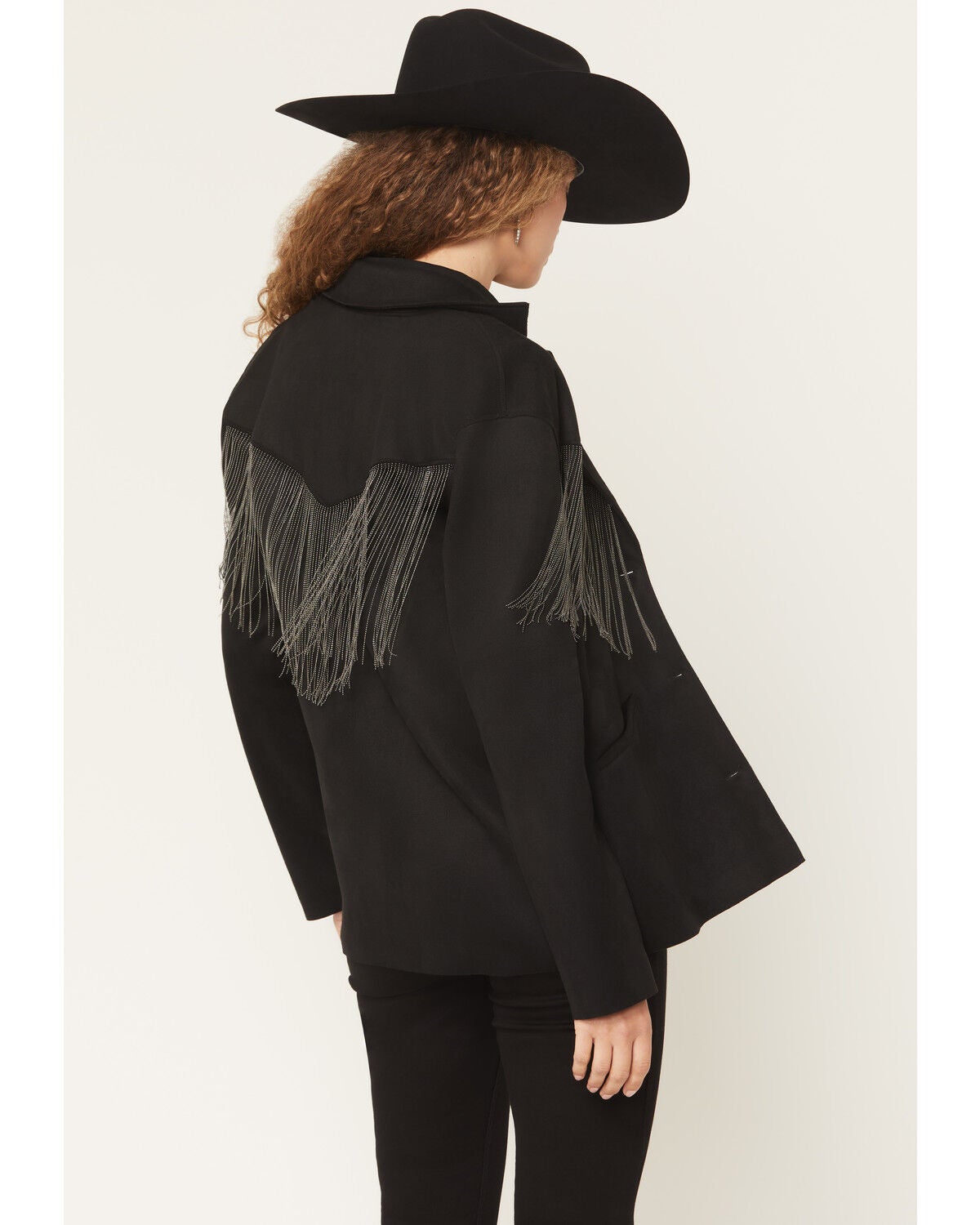 Image #4 - Idyllwind Women's Colton Faux Suede Fringe Blazer, Black, hi-res