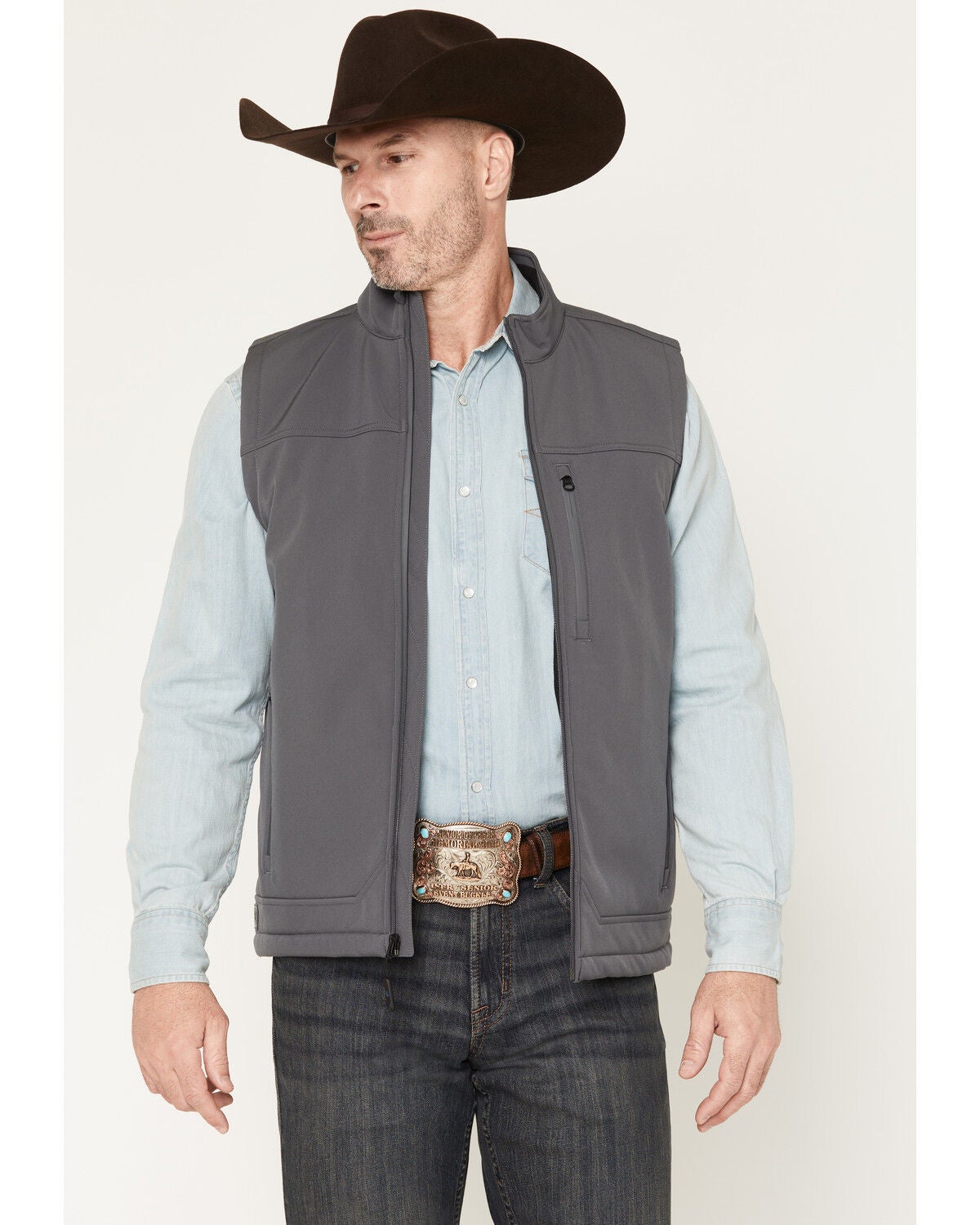 Cody James Men's Estacado Solid Concealed Carry Softshell Vest - Tall, Charcoal, hi-res