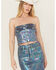 Image #1 - Vibrant Denim Women's Iridescent Tube Top, Blue, hi-res