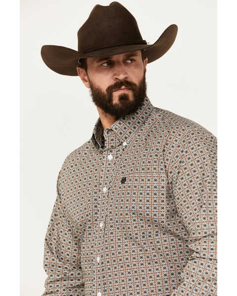 Image #2 - Cinch Men's Abstract Medallion Print Long Sleeve Button-Down Western Shirt, Multi, hi-res