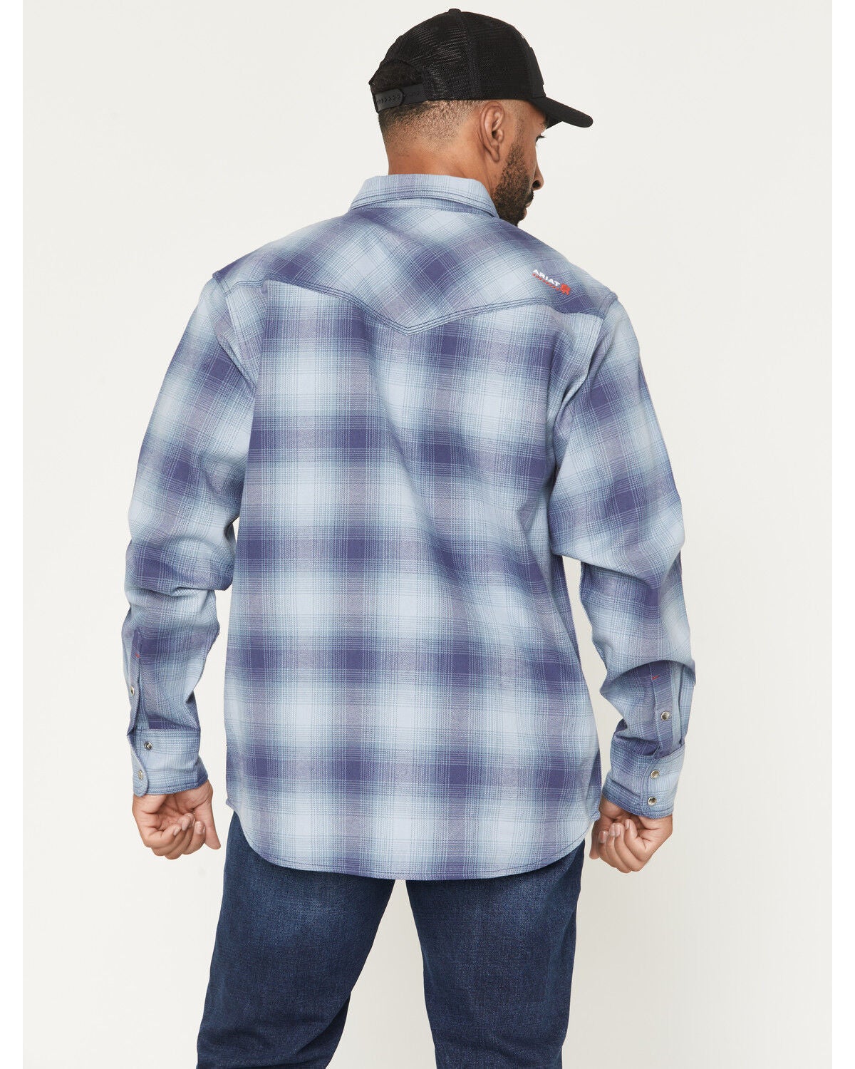 Image #4 - Ariat Men's FR Ryan Plaid Print Long Sleeve Snap Western Work Shirt, Brown, hi-res