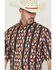 Image #2 - Wrangler Men's Checotah Southwestern Striped Short Sleeve Pearl Snap Western Shirt, Black, hi-res