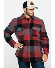Hawx Men's Red Quilted Plaid Work Shirt Jacket , Red, hi-res