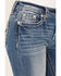 Image #4 - Miss Me Women's Medium Wash Mid Rise Wing Pocket Bootcut Stretch Denim Jeans, Medium Wash, hi-res