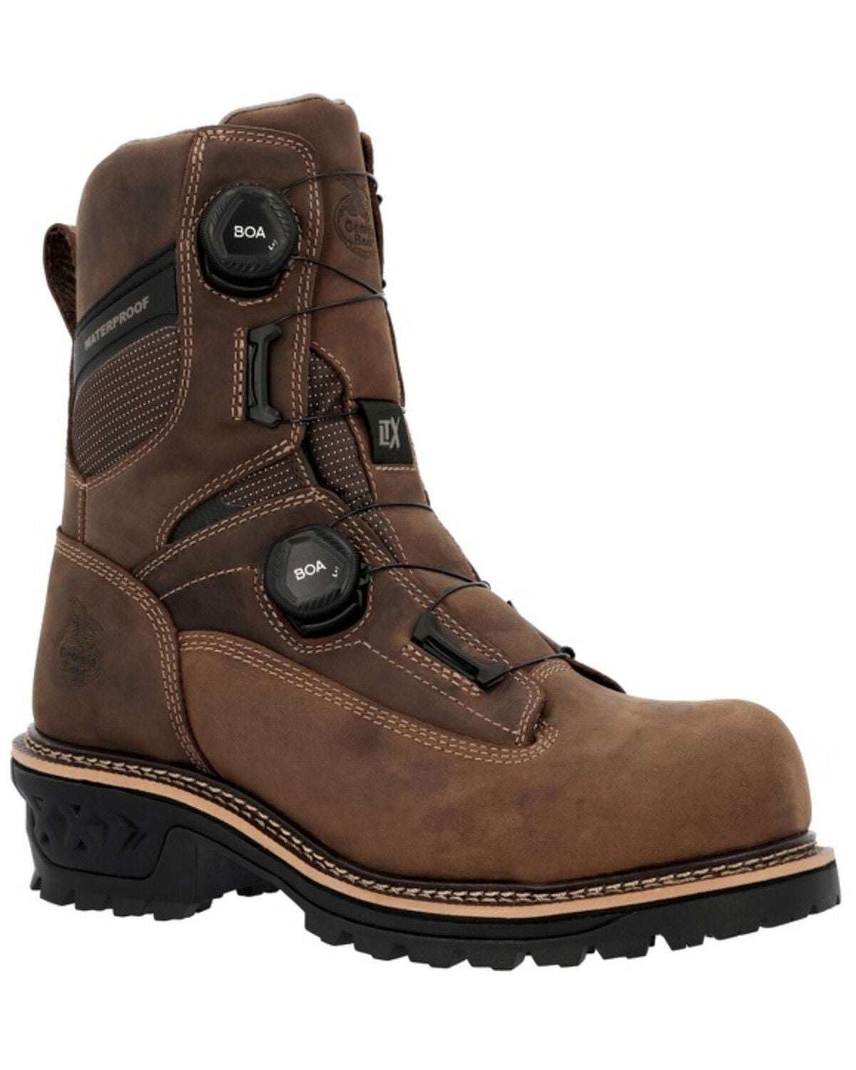 Georgia Men's 9" LTX Waterproof BOA Logger Work Boots - Composite Toe, Brown, hi-res
