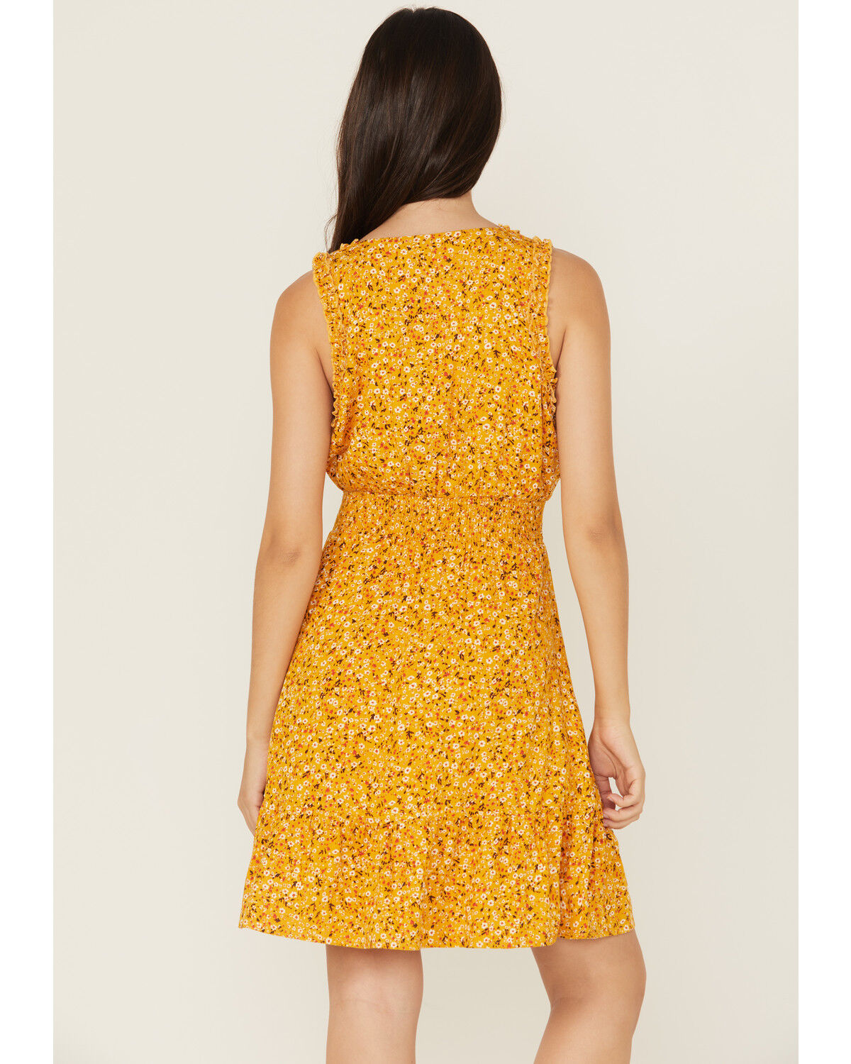 Image #4 - Shyanne Women's Floral Print Sleeveless Mini Dress, Gold, hi-res