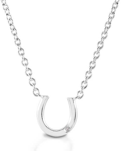 Image #1 -  Kelly Herd Women's Single Stone Horseshoe Necklace , Silver, hi-res