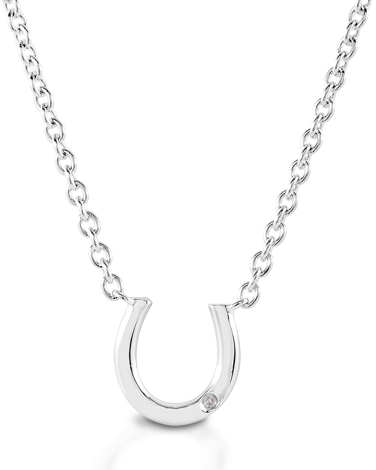 Image #1 - Kelly Herd Women's Single Stone Horseshoe Necklace, Silver, hi-res
