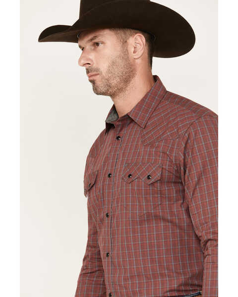 Image #2 - Cody James Men's Fire Mountain Long Sleeve Plaid Print Snap Western Shirt, Red, hi-res
