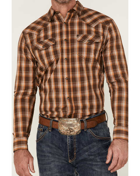 Image #3 - Cody James Men's Weekender Plaid Long Sleeve Snap Western Shirt , Brown, hi-res