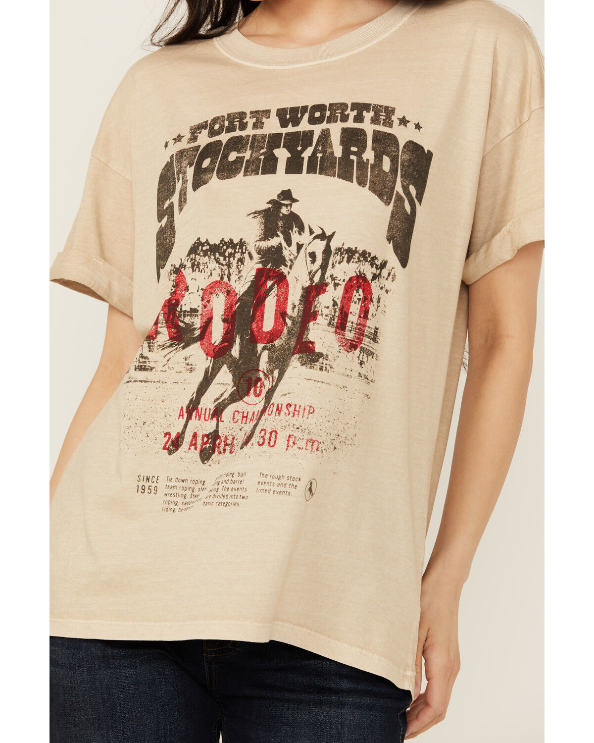 Image #3 - Girl Dangerous Women's Rodeo Short Sleeve Graphic Tee, Sand, hi-res
