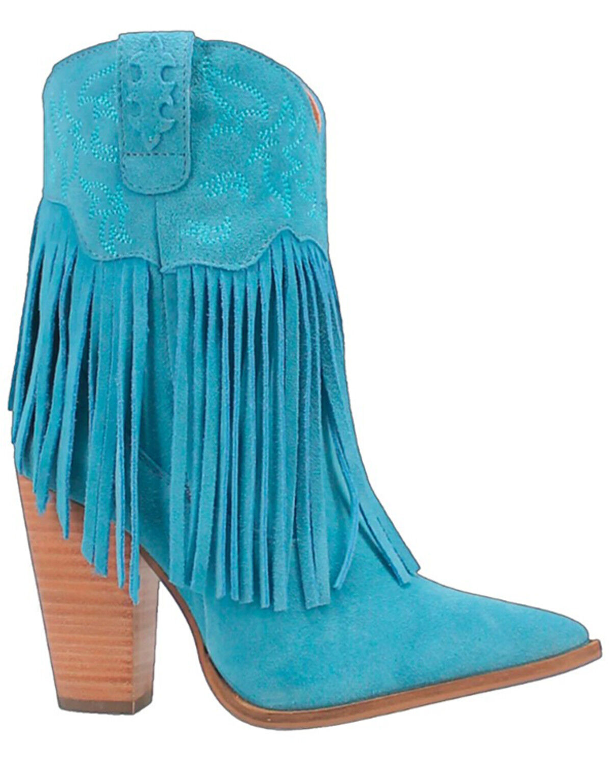 Image #2 - Dingo Women's Crazy Train Leather Booties - Round Toe, Blue, hi-res