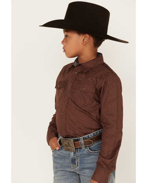 Image #2 - Cody James Boys' Paisley Jacquard Long Sleeve Snap Western Shirt, Rust Copper, hi-res