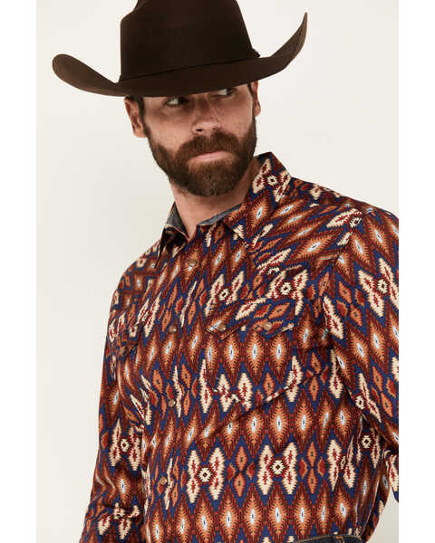 Image #2 - Cody James Men's Sioux Falls Southwestern Print Long Sleeve Snap Western Shirt, Red, hi-res