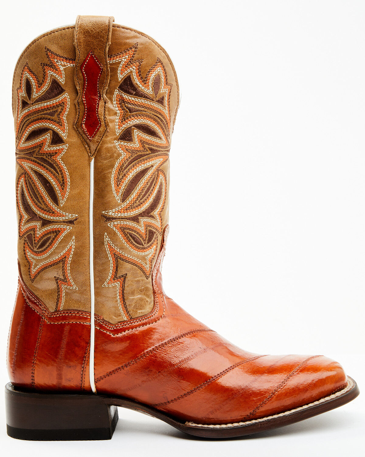Image #2 - Dan Post Women's Peanut Exotic Eel Western Boot - Broad Square Toe, Brown, hi-res