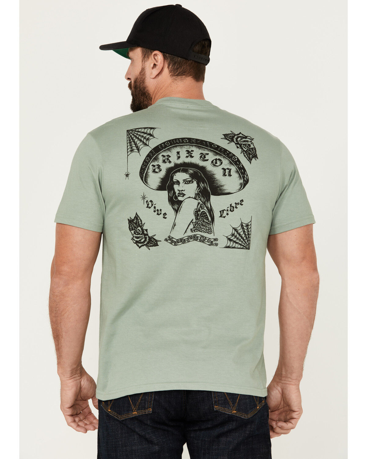 Image #1 - Brixton Men's Vive Libre Short Sleeve Graphic T-Shirt, Medium Green, hi-res
