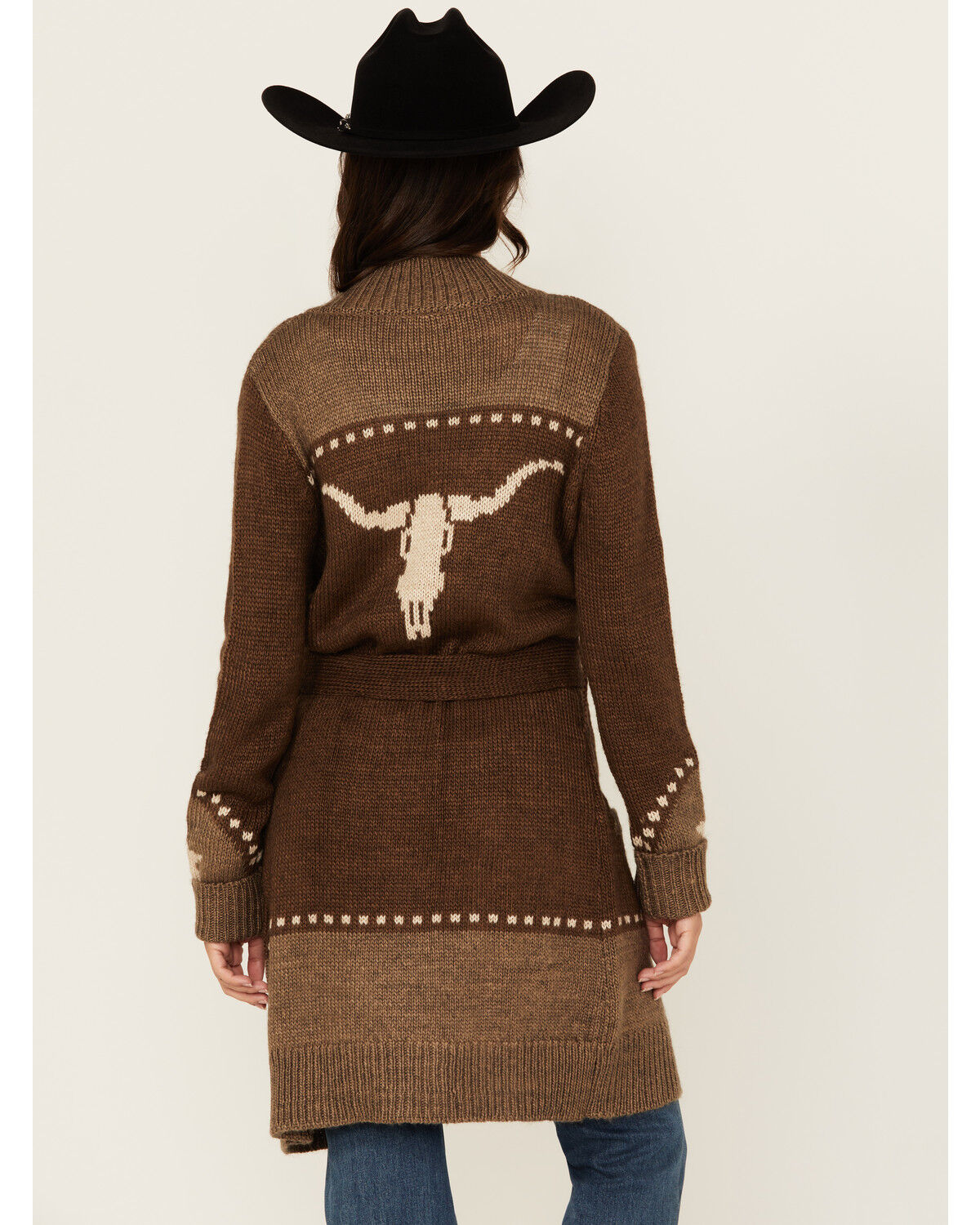 Image #4 - Stetson Women's Retro Long Sleeve Snap Cardigan, Brown, hi-res