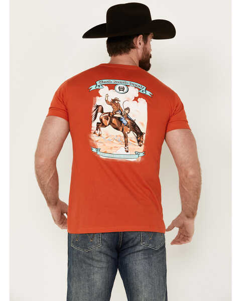 Cinch Men's Keep American Cowboy Short Sleeve Graphic T-Shirt , Dark Orange, hi-res