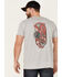 Image #4 - Moonshine Spirit Men's Gray Floral Snake Graphic Short Sleeve T-Shirt , Heather Grey, hi-res