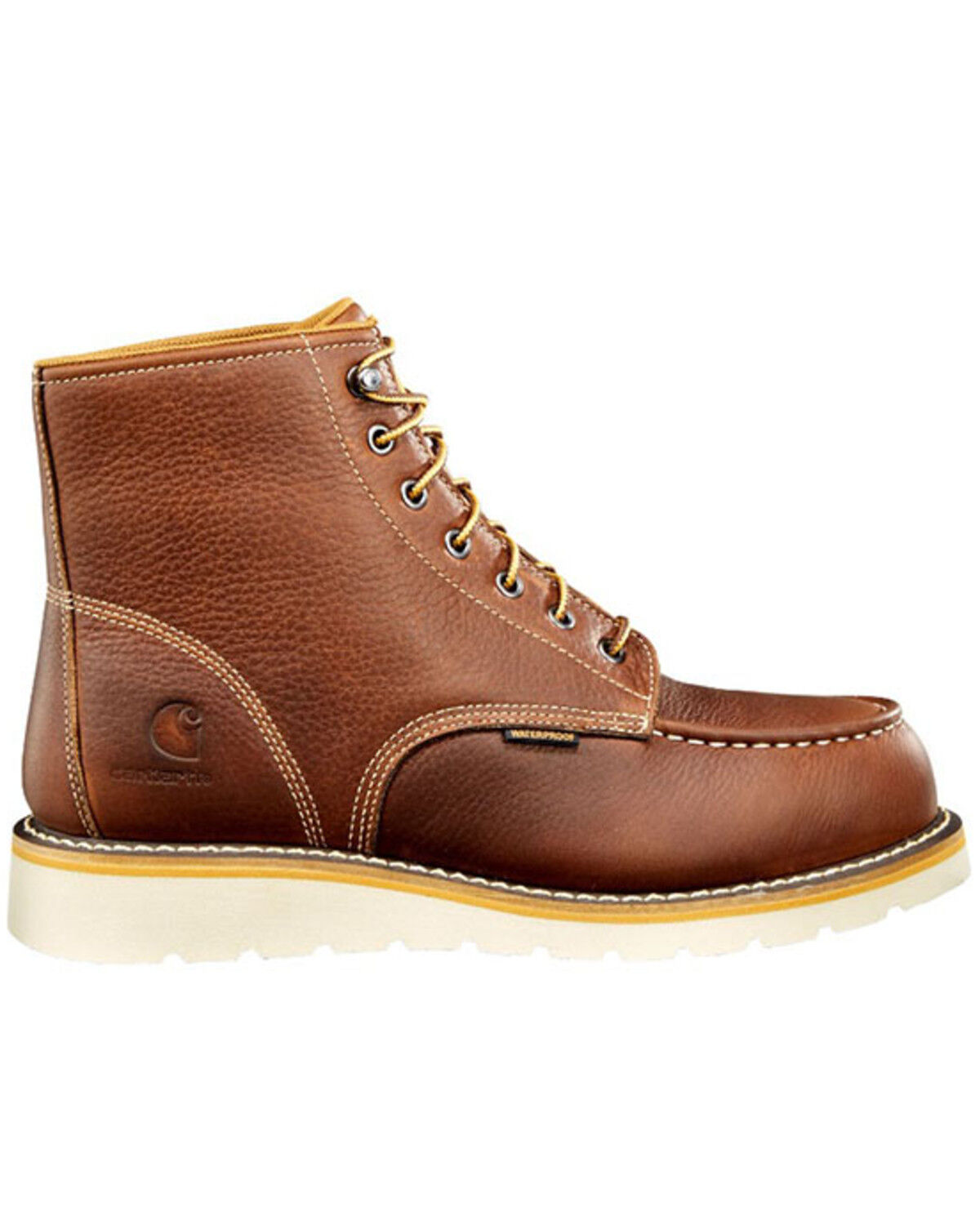 Image #2 - Carhartt Men's 6" Waterproof Wedge Boots - Moc Toe, Tan, hi-res