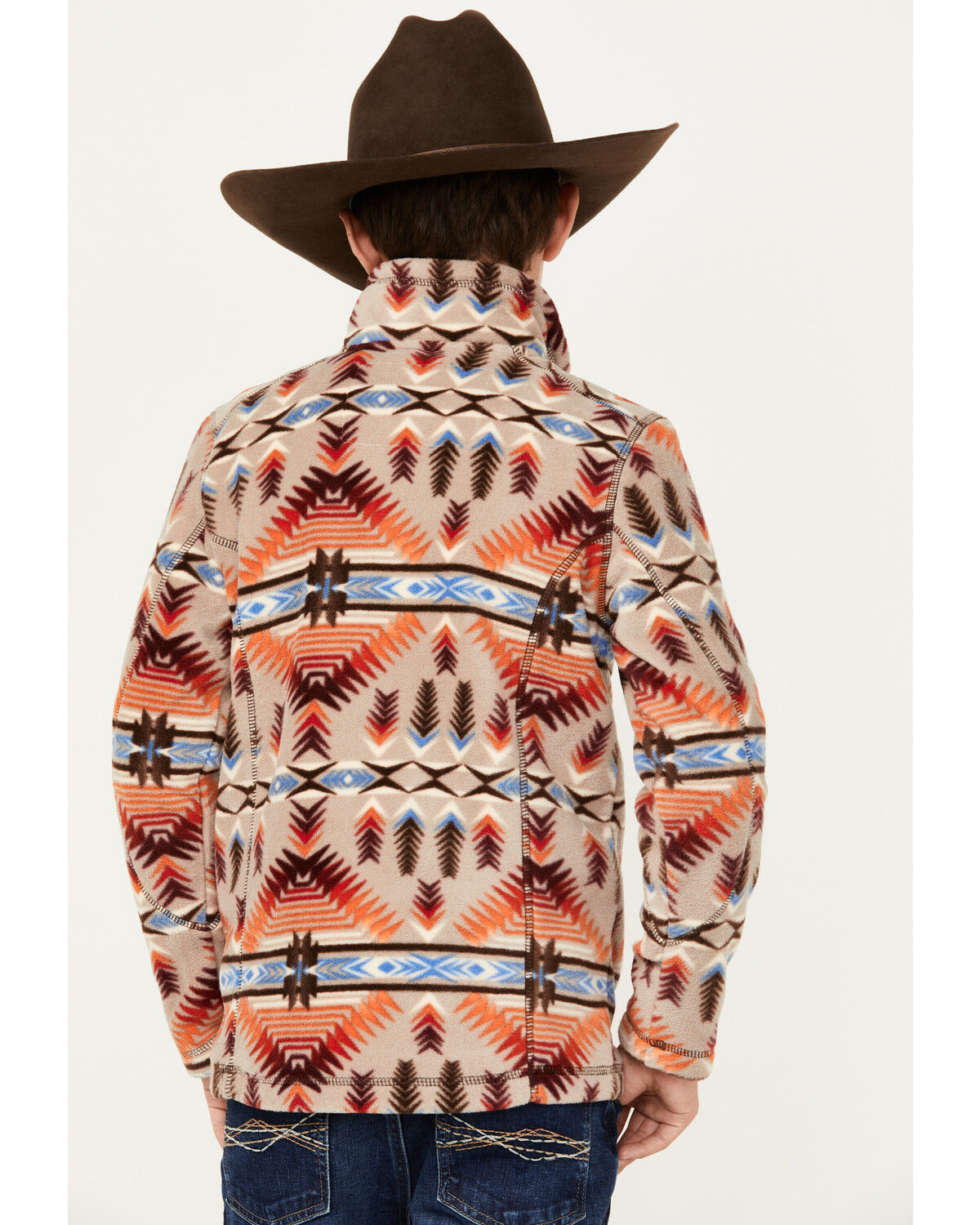 Image #4 - Powder River Outfitters Boys' Southwestern Print Fleece Pullover, Tan, hi-res