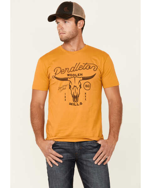 Pendleton Men's Yellow Steer Skull Graphic Short Sleeve T-Shirt , Yellow, hi-res