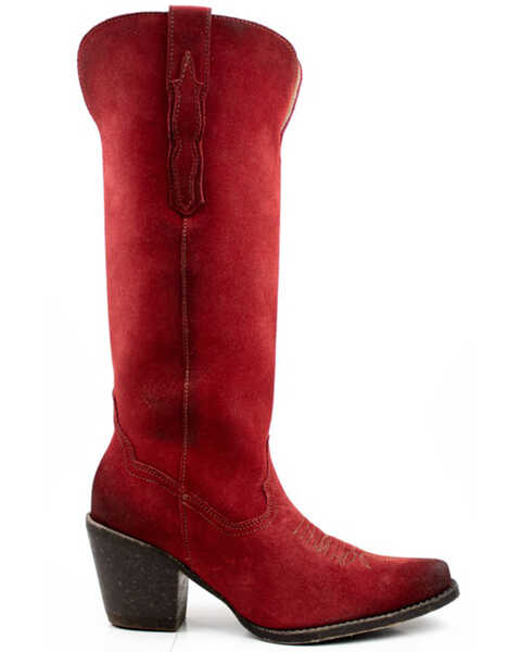 Image #2 - Dan Post Women's Rebeca Western Tall Boot - Snip Toe, Red, hi-res