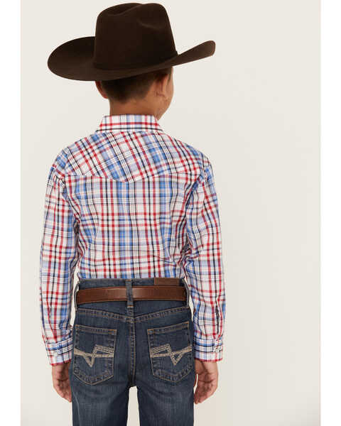 Image #4 - Roper Boys' Classic Plaid Print Long Sleeve Western Pearl Snap Shirt, , hi-res
