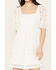 Image #3 - En Creme Women's Allover Crochet Short Sleeve Mini Dress, White, hi-res