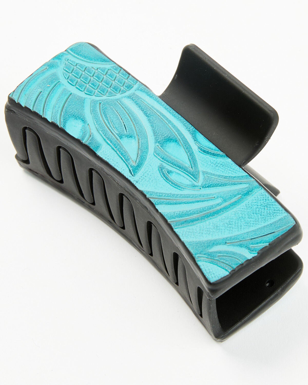 Image #3 - Shyanne Women's Tooled Floral Leather Hair Clip, Turquoise, hi-res