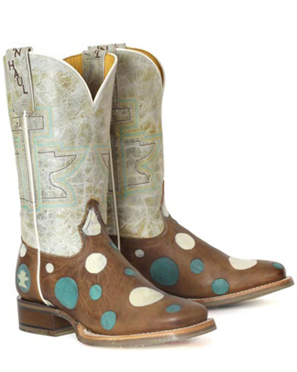 Image #1 - Tin Haul Women's Spots & Dots Western Boots - Broad Square Toe, Brown, hi-res