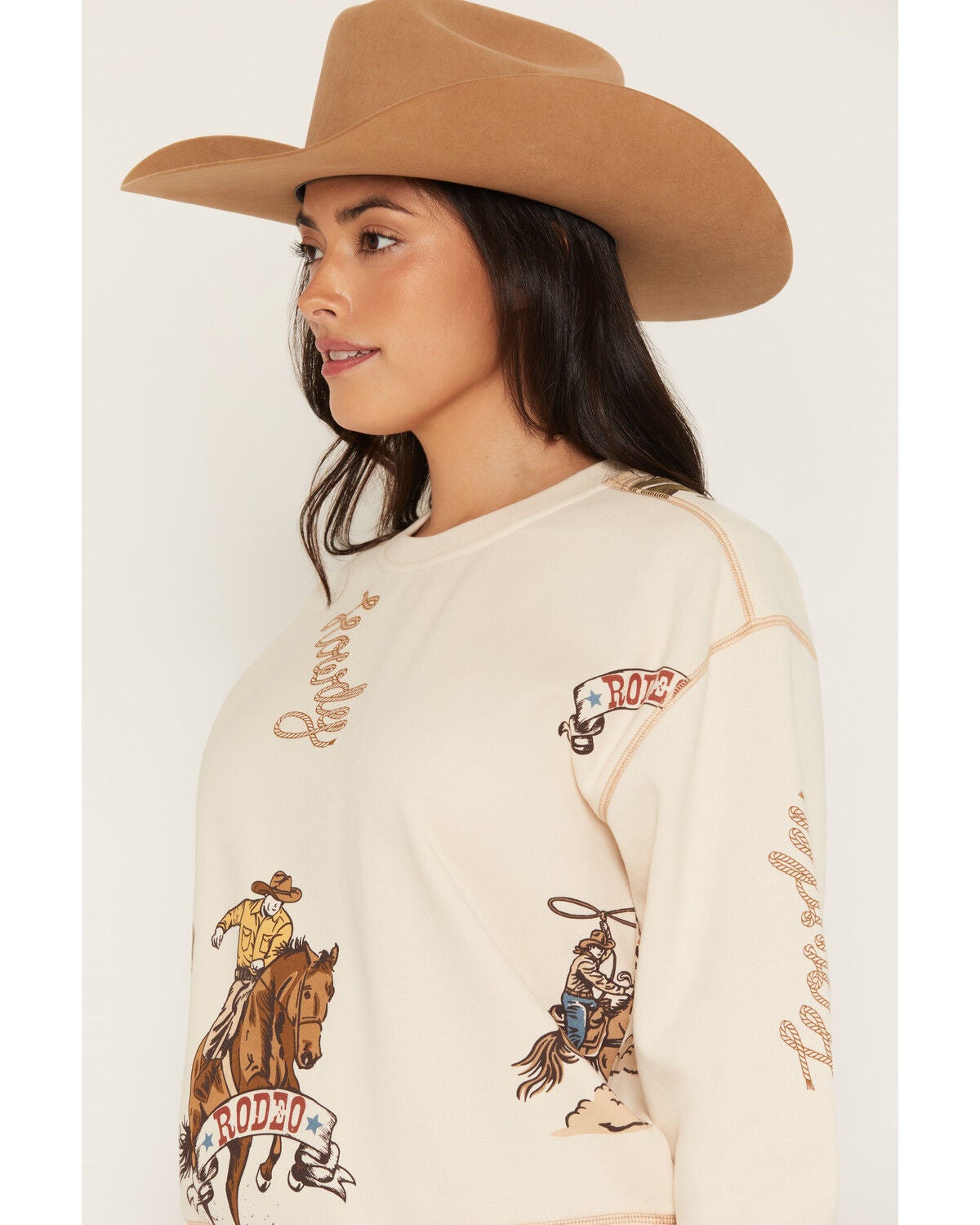 Image #2 - Ariat Women's Rodeo Rancher Graphic Sweatshirt, Cream, hi-res