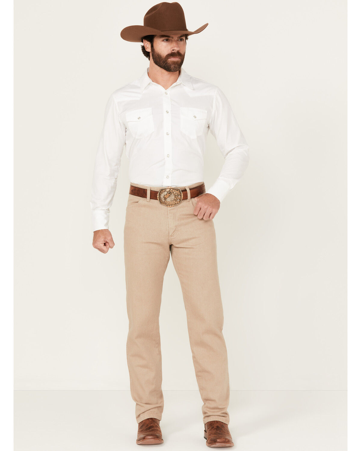 Image #1 - Wrangler Men's 13MWZ Cowboy Cut Original Fit Denim Jeans, Tan, hi-res