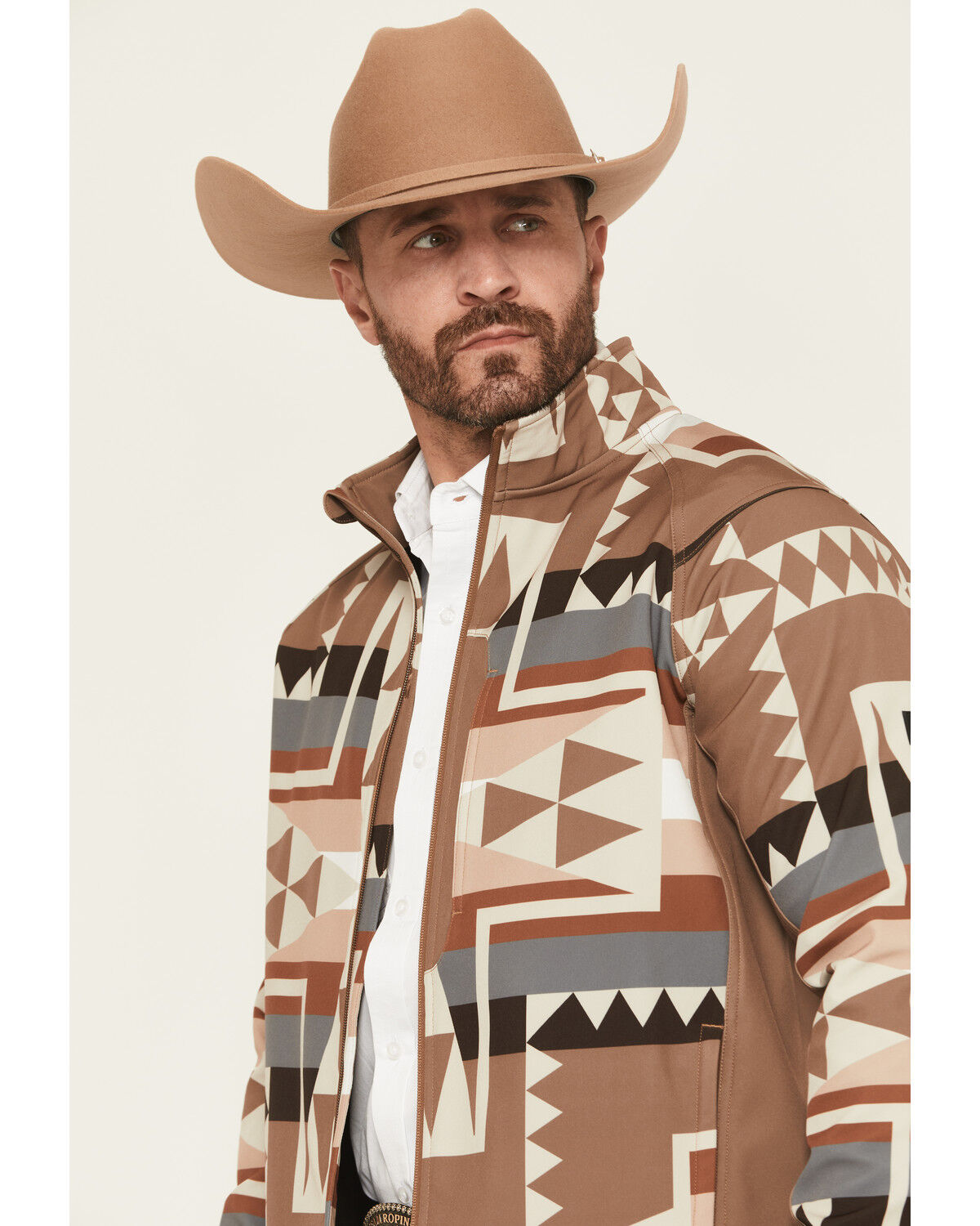 Image #2 - RANK 45® Men's Cheneka Exploded Southeastern Print Softshell Jacket, Tan, hi-res
