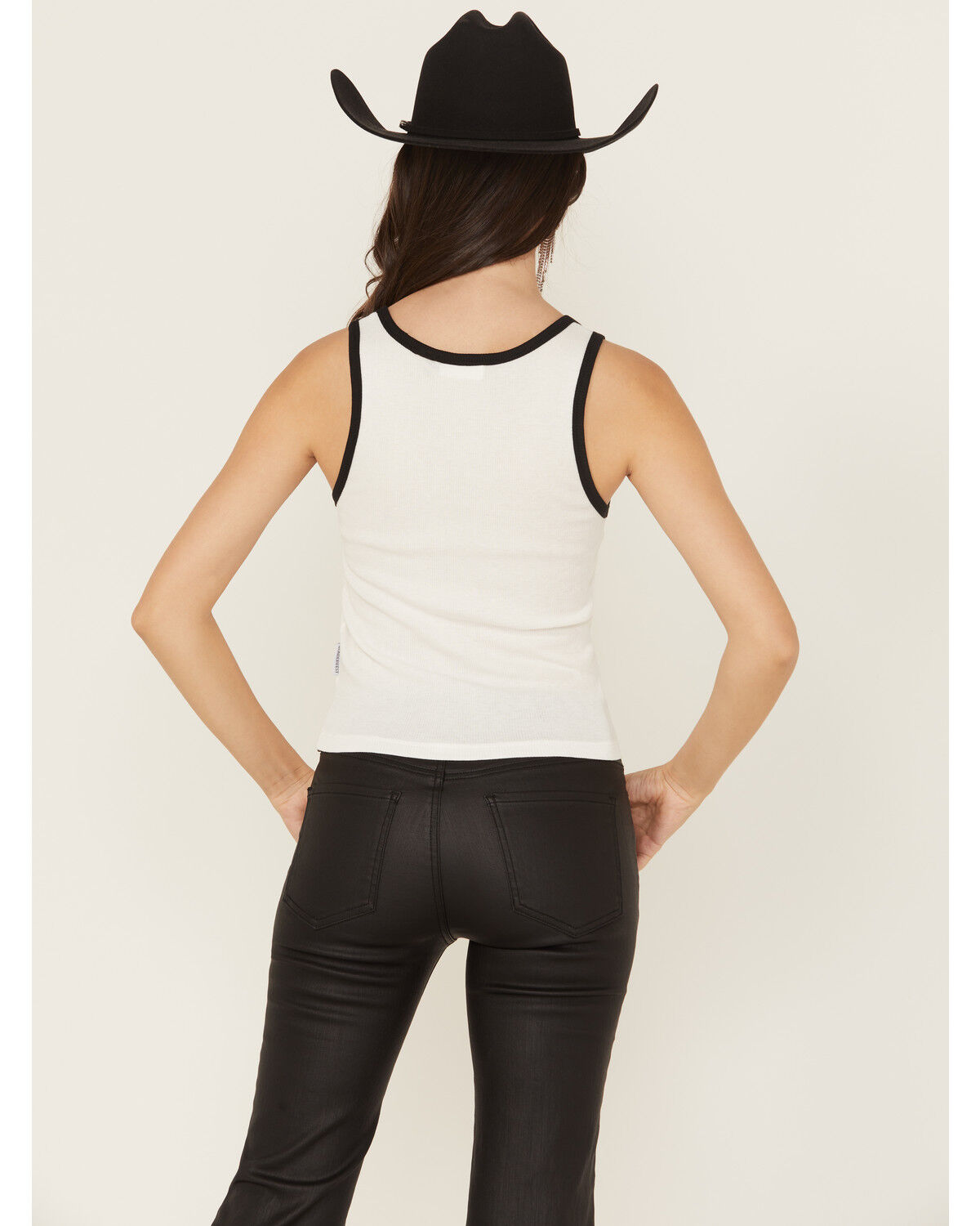 Image #4 - Wonderwest Women's Faceless Cowgirl Baby Rib Tank, Black/white, hi-res