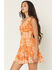 Image #2 - Angie Women's Floral Print Sleeveless Knot Front Mini Dress, Orange, hi-res