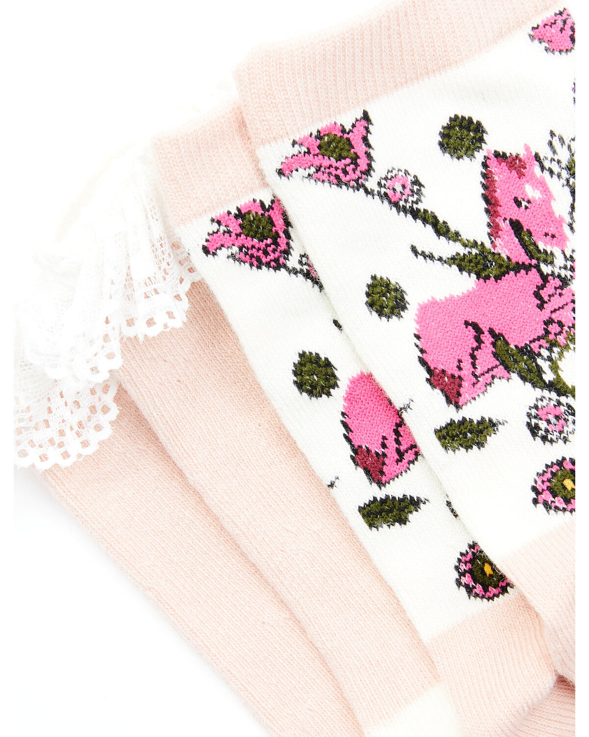 Image #3 - Shyanne Girls' Pointelle Floral Crew Socks - 2 Pack, Multi, hi-res
