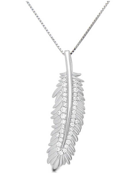 Kelly Herd Women's Silver Feather Pendant Necklace, No Color, hi-res
