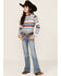 Image #2 - Roper Girls' West Made Southwestern Stripe Print Long Sleeve Western Snap Shirt, Multi, hi-res