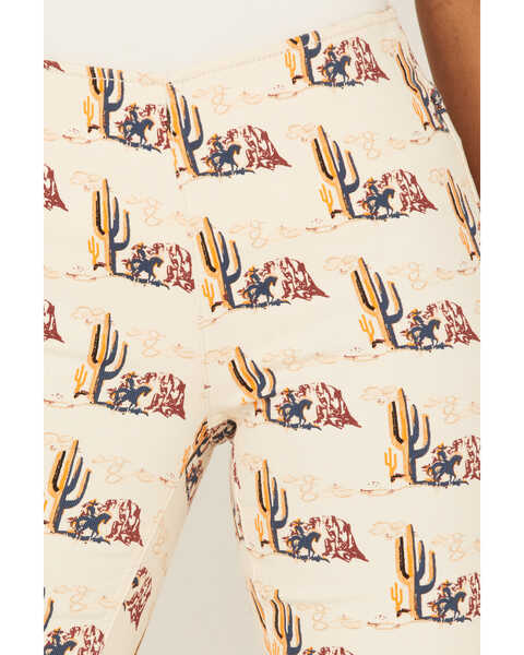 Image #2 - Rock & Roll Denim Women's Desert Cactus Print High Rise Flare Jeans, Tan, hi-res
