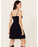 Image #4 - Angie Women's Eyelet Front Twist Sleeveless Mini Dress, Navy, hi-res