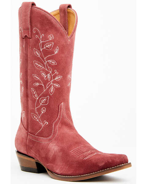 Image #1 - Shyanne Women's Bambi Suede Western Boots - Snip Toe , Red, hi-res