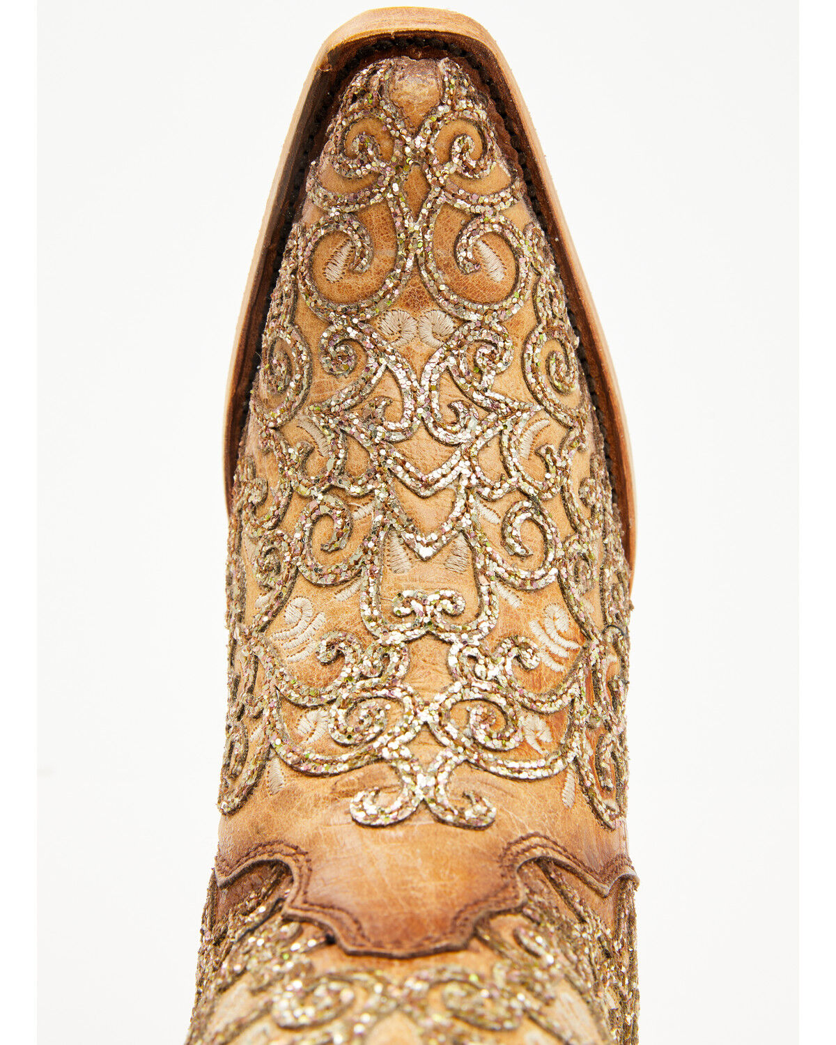 Image #6 - Corral Women's Saddle Glitter Overlay Triad Western Boots - Snip Toe, Brown, hi-res