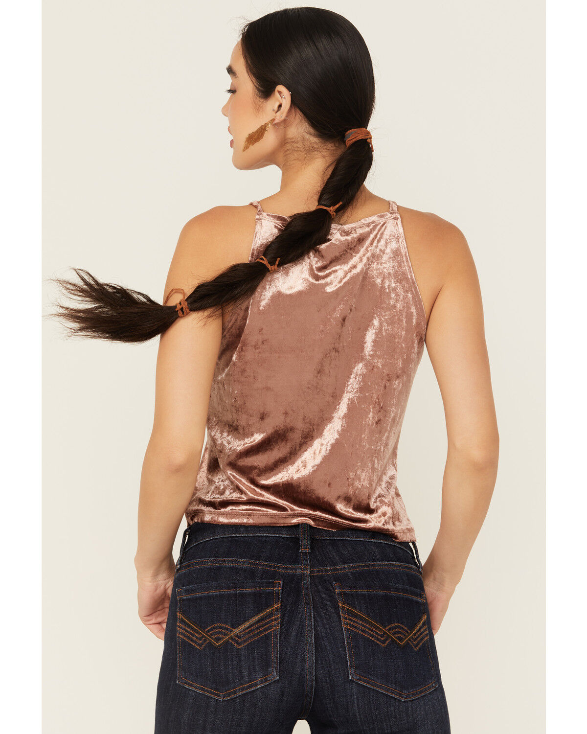Image #4 - Beyond The Radar Women's Velvet High Neck Tank Top, Blush, hi-res