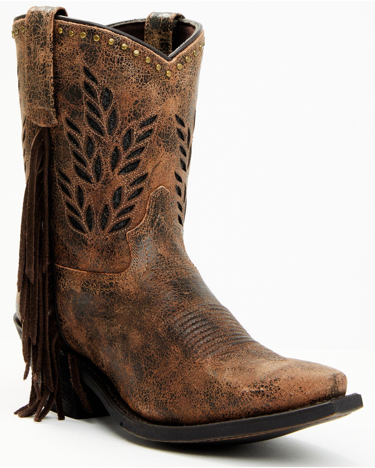 Laredo Women's Sweet Water Inlay Western Fashion Booties - Snip Toe, Dark Brown, hi-res