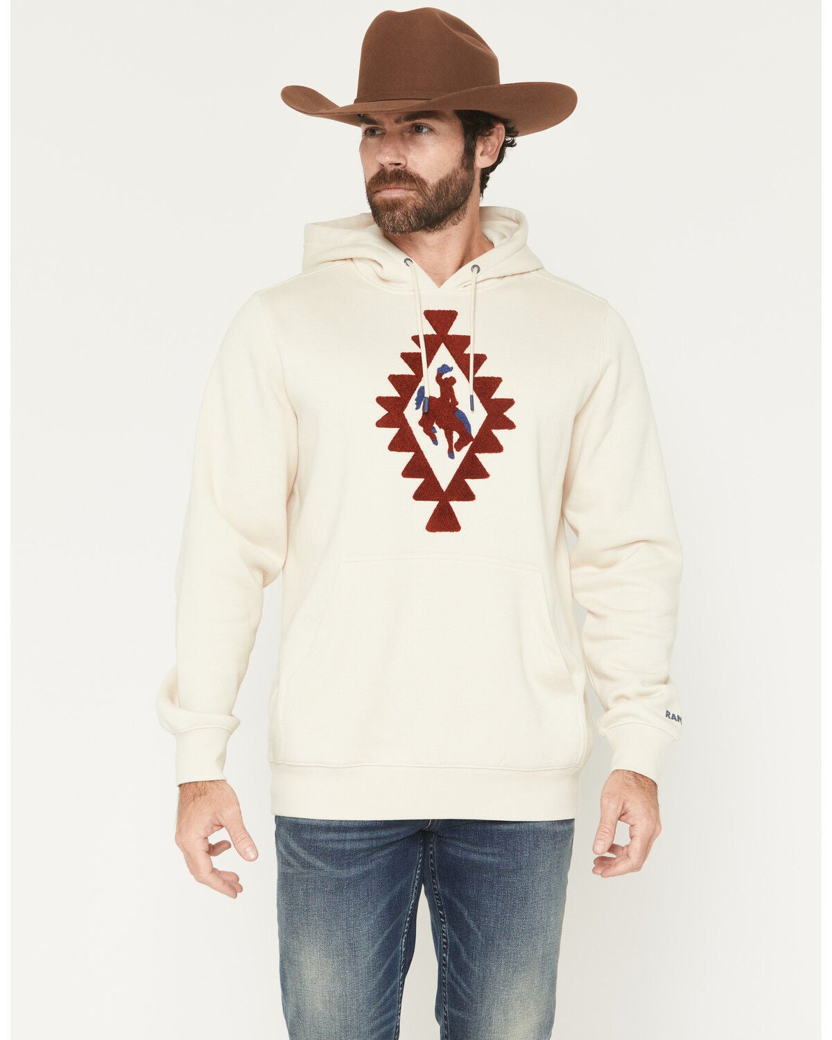 RANK 45&reg; Men's Bono Embroidered Hooded Sweatshirt, Cream, hi-res
