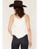 Image #4 - Miss Me Women's Pleated Lace Solid Tank Top, White, hi-res