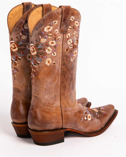 Image #7 - Shyanne Women's Maisie Floral Embroidered Western Leather Boots - Snip Toe, Brown, hi-res