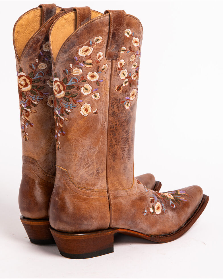 Shyanne Women's Floral Embroidered Western Boots - Snip Toe, Brown, hi-res