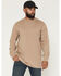 Image #1 - Hawx Men's Solid Graphic Logo Long Sleeve Work T-Shirt, Tan, hi-res